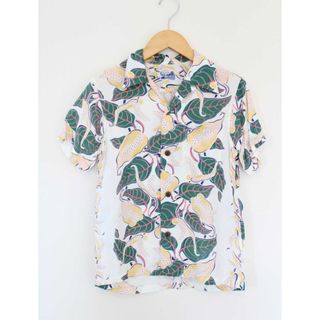 【夏物 新入荷】●BEAMS/ビームス●雷門オープンカラーシャツ/半袖 ホワイト/白 レディース 【中古】夏 324042