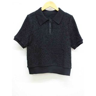 【春夏物 新入荷】‡FOXEY BOUTIQUE/フォクシーブティック‡ニットポロシャツ/36837/半袖 ブラック/黒 レディース  40 【中古】春夏 814042(ニット/セーター)