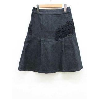 トゥービーシック(TO BE CHIC)の【夏物 新入荷】■TO BE CHIC/トゥービーシック■アシンメトリーレースデニム風スカート/ミディ丈 ブラック/黒 レディース 38【中古】夏 024042(その他)