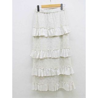 【夏物 新入荷】■CASA FLINE/カーサフライン■レースラッフルスカート/ロング丈 ホワイト/白 レディース F【中古】夏 024042