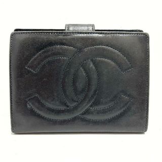 シャネル(CHANEL)のCHANEL(シャネル) 2つ折り財布 - 黒 ココマーク ラムスキン(財布)