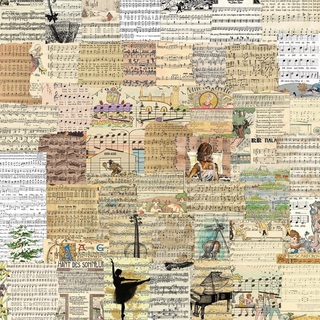 楽譜　音譜　音符　音楽　音楽教室　ピアノ教室　古紙風　シール　ステッカー50枚(ステッカー)