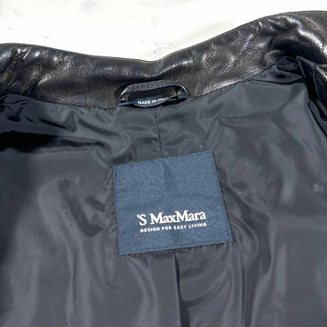 Max Mara(マックスマーラ)の【極美品】Max Mara マックスマーラ　中綿レザージャケット　シングル　本革 レディースのジャケット/アウター(ライダースジャケット)の商品写真
