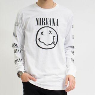 新品 ニルヴァーナ ロングTシャツ M～XL/　ホワイト agl-0004(Tシャツ/カットソー(七分/長袖))