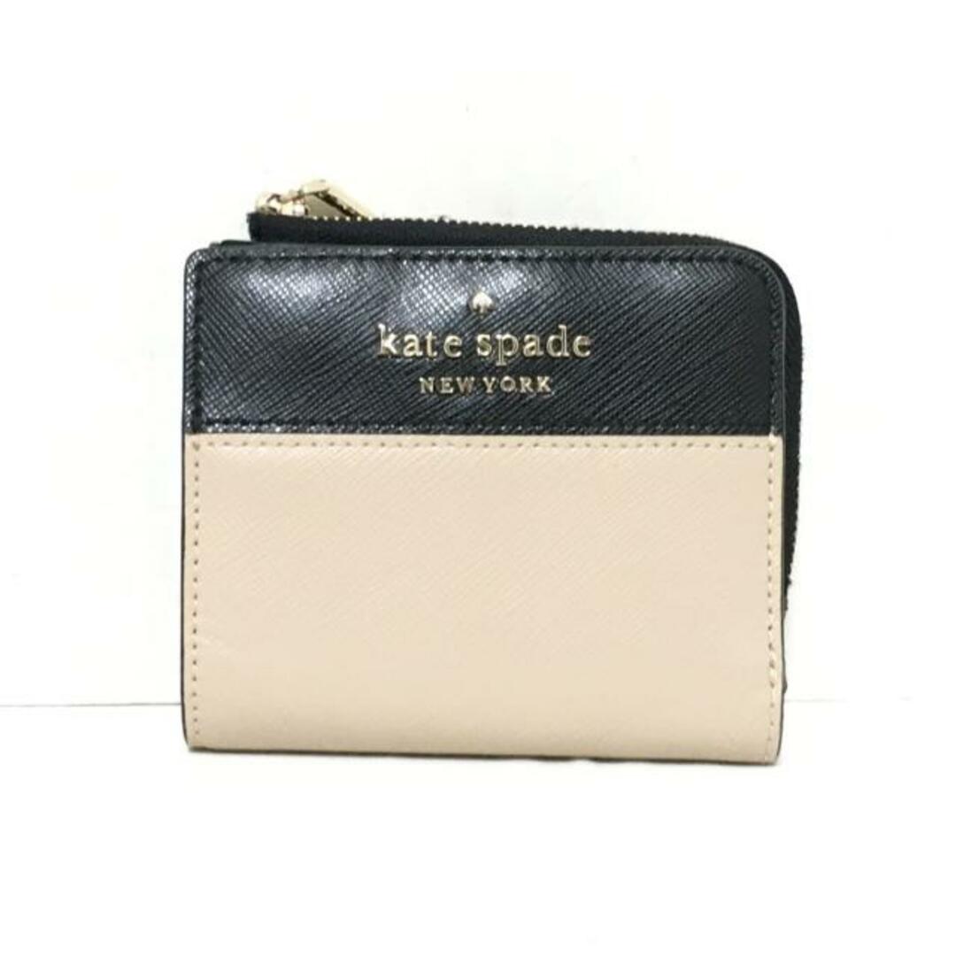 kate spade new york(ケイトスペードニューヨーク)のKate spade(ケイトスペード) 2つ折り財布 - WLR00121 アイボリー×黒 L字ファスナー レザー レディースのファッション小物(財布)の商品写真