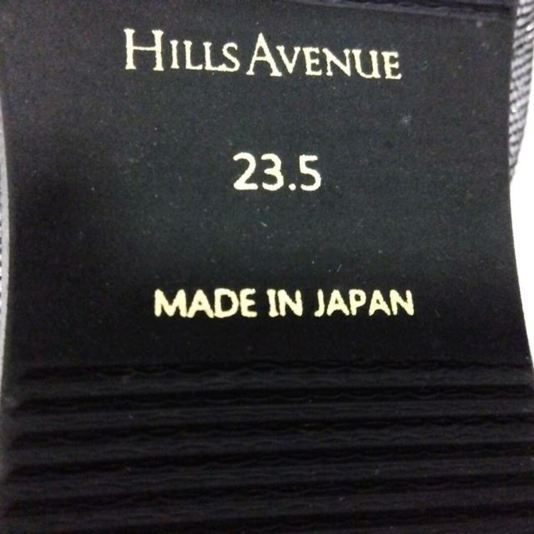 Hills Avenue 自由が丘(ヒルズ アベニュー) フラットシューズ 23.5 レディース美品  - シルバー×黒 ラメ/リボン 化学繊維×エナメル（レザー） レディースの靴/シューズ(その他)の商品写真