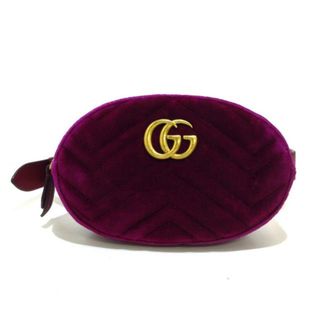 グッチ(Gucci)のGUCCI(グッチ) ウエストポーチ美品  GGマーモント キルティングレザー ベルトバッグ 476434 パープル ベロア(ボディバッグ/ウエストポーチ)