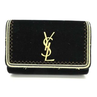 SAINT LAURENT PARIS(サンローランパリ) ウエストポーチ ケイト 534395 黒 ゴールド金具/ラメ ベロア×レザー(ボディバッグ/ウエストポーチ)