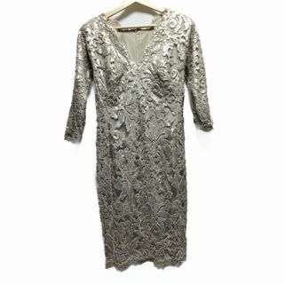 タダシショウジ(TADASHI SHOJI)のTADASHISHOJI(タダシショージ) ワンピース サイズ6P レディース - ベージュ 七分袖/ロング/スパンコール/刺繍(その他)