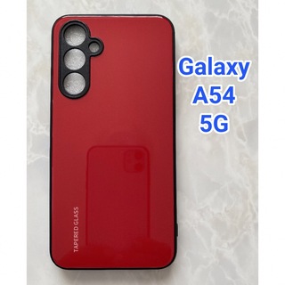 シンプル&可愛い♪耐衝撃背面9HガラスケースGalaxyA54 5G レッド　赤(Androidケース)