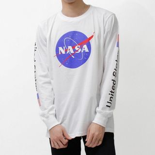 新品 NASA デザイン ロンT M～XXL/　ホワイト　agl-0009(Tシャツ/カットソー(七分/長袖))