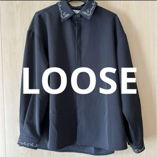 EMMA CLOTHES - 【Loose】ドレープトロミ ルーズ刺繍シャツ サイズxs