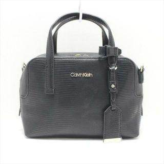 カルバンクライン(Calvin Klein)のCalvinKlein(カルバンクライン) ハンドバッグ美品  - 黒 型押し加工 レザー(ハンドバッグ)