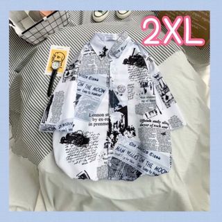 ★SALE★ 柄シャツ　メンズ　総柄　韓国　ストリート　2XL(シャツ)