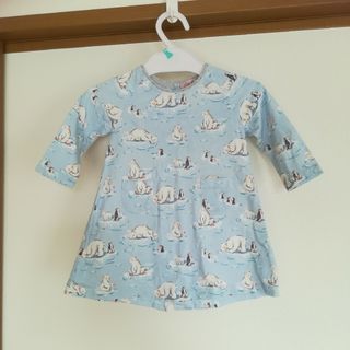 キャスキッドソン(Cath Kidston)のキャスキッドソン　長袖ワンピース　3-6M　70　ポーラベア　シロクマ　ペンギン(ワンピース)