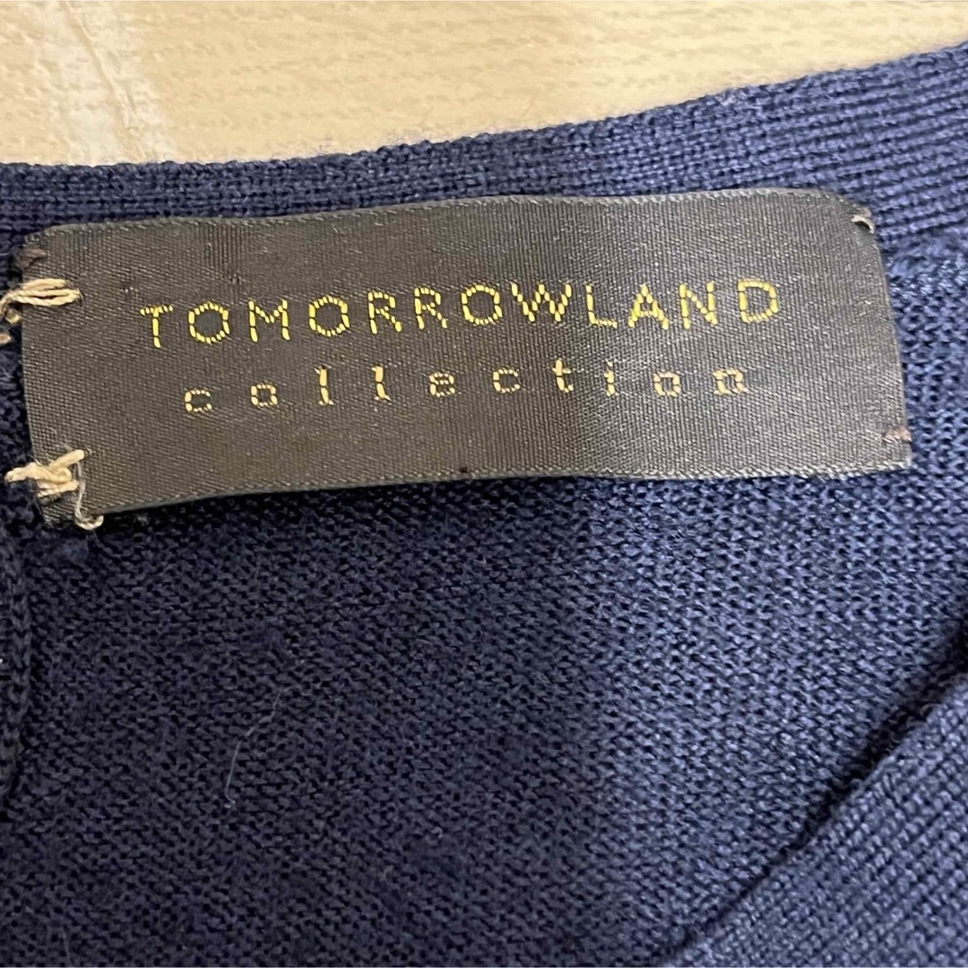 TOMORROWLAND(トゥモローランド)のトゥモローランド　半袖ニット 38 ネイビー レディースのトップス(ニット/セーター)の商品写真