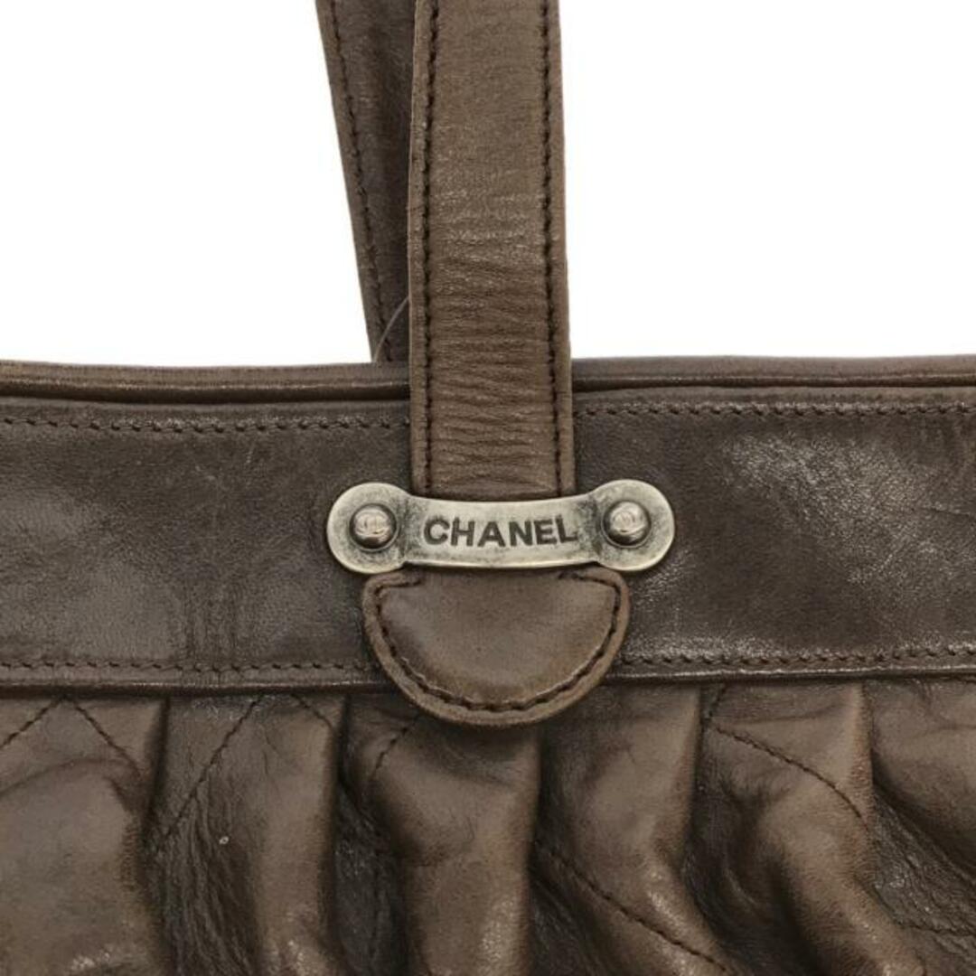 CHANEL(シャネル)のCHANEL(シャネル) トートバッグ ワイルドステッチ ブラウン ヴィンテージシルバー金具 レザー レディースのバッグ(トートバッグ)の商品写真