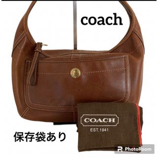 コーチ(COACH)の美品　コーチ　coach  ワンショルダー バッグ　保存袋有り　ブラウン(ショルダーバッグ)