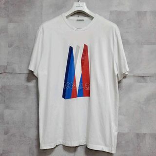 モンクレール(MONCLER)の極美品 XXL モンクレール コットン100 ロゴ プリント Tシャツ 白 3L(Tシャツ/カットソー(半袖/袖なし))