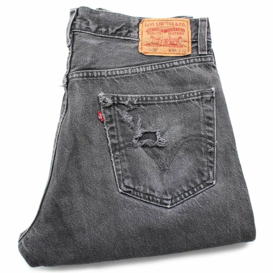 Levi's(リーバイス)の00s メキシコ製 Levi'sリーバイス 505 ペンキ飛び ダメージ ブラック デニムパンツ w34 L30★SDP2572 オールド ジーンズ ストレート ボ メンズのパンツ(デニム/ジーンズ)の商品写真