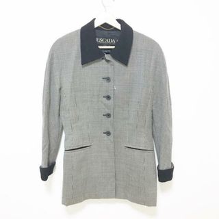 エスカーダ(ESCADA)のESCADA(エスカーダ) ジャケット サイズ35 M レディース 黒×ライトグレー×アイボリー 千鳥格子(その他)