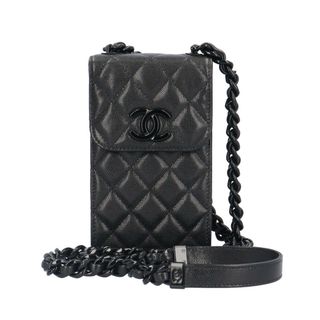 シャネル(CHANEL)のシャネル フォンケース ショルダーバッグ キャビアスキン ブラック レディース CHANEL  中古(ショルダーバッグ)