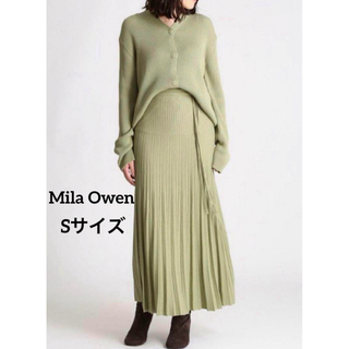 ミラオーウェン(Mila Owen)のMila Owen リブニットカーデ＆スカート  グリーン　Sサイズ(ロングスカート)