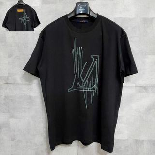 ルイヴィトン(LOUIS VUITTON)の数回使用 L ルイヴィトン 23ss フリークエンシー グラフィックTシャツ 黒(Tシャツ/カットソー(半袖/袖なし))