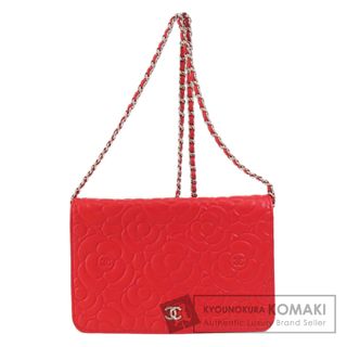 シャネル(CHANEL)のCHANEL チェーンウォレット カメリア ココマーク シルバー金具 長財布（小銭入れあり） レザー レディース(財布)