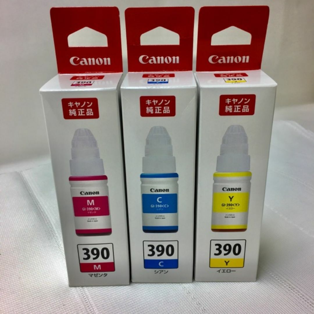 Canon(キヤノン)のCanon 390 純正インク キャノン純正 GI-390 3色セット スマホ/家電/カメラのPC/タブレット(PC周辺機器)の商品写真