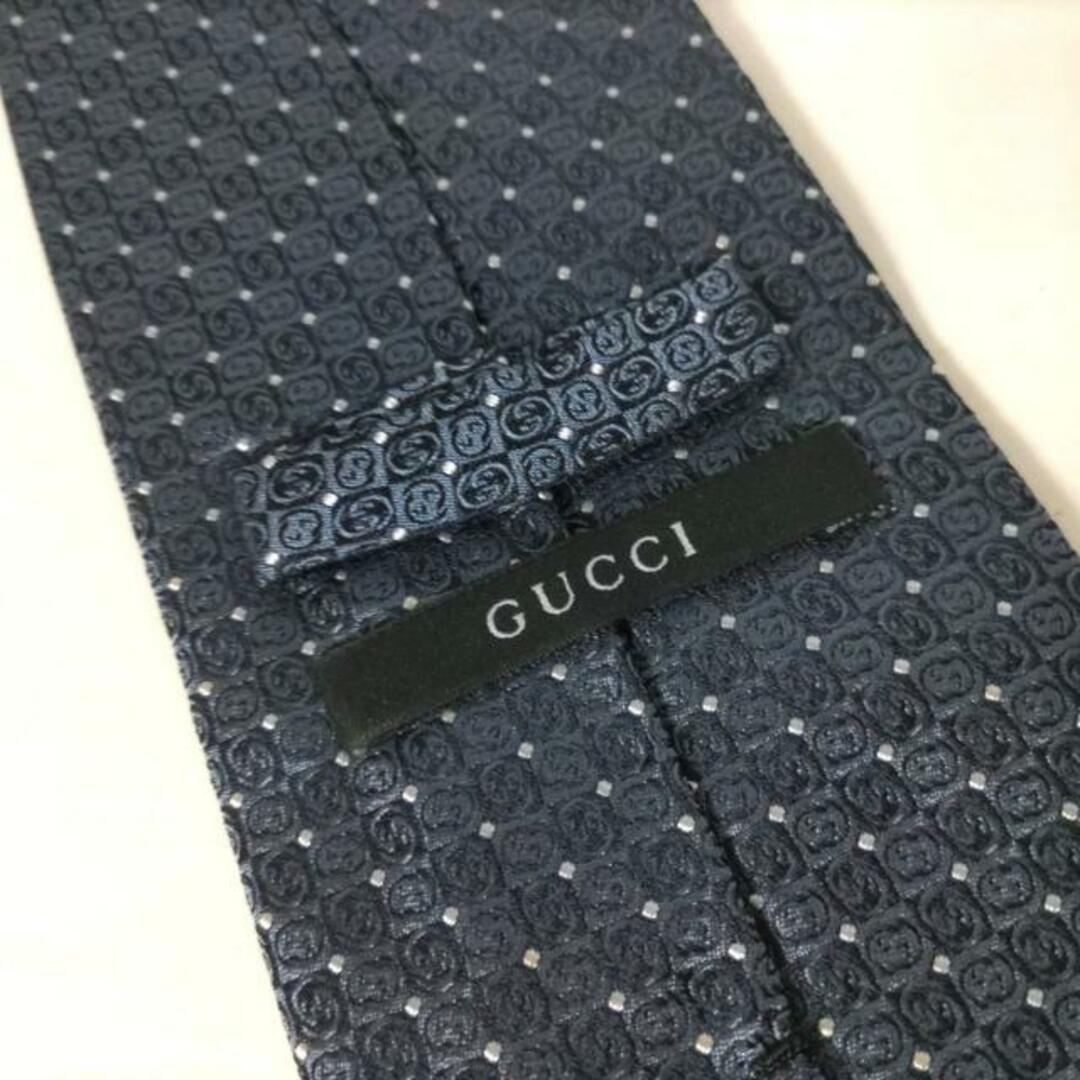 Gucci(グッチ)のGUCCI(グッチ) ネクタイ メンズ グレーネイビー×黒×白 ドット柄 メンズのファッション小物(ネクタイ)の商品写真