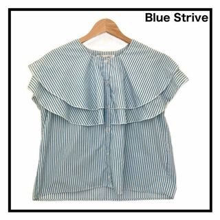 【Blue Strive】　Tシャツ　カットソー　ストライプ柄　ノースリーブ(シャツ/ブラウス(半袖/袖なし))