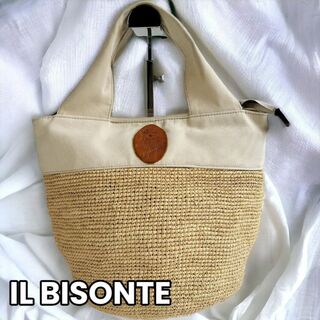 IL BISONTE - 【ナチュラルエレガンスを纏う✨】　イルビゾンテ　かごバッグ ロゴ ストロー