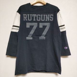 チャンピオン(Champion)のChampion フットボール 長袖Ｔシャツ カットソー ロンＴ 濃紺 ホワイト メンズ チャンピオン【中古】4-0411M∞(Tシャツ/カットソー(七分/長袖))