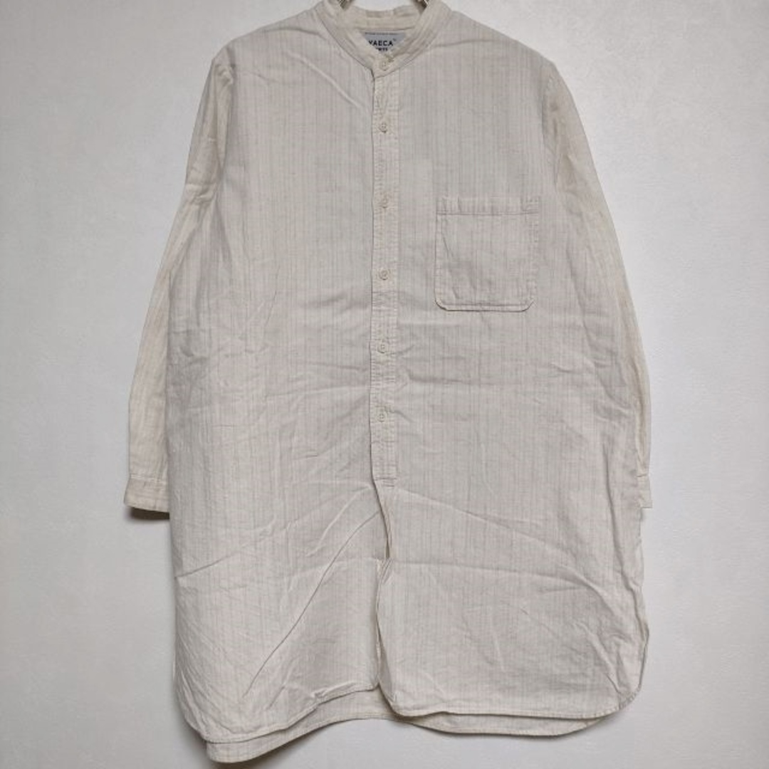 YAECA(ヤエカ)のYAECA WRITE 90161 BUTTON SHIRT STAND COLLAR P/O LONG ロング ブラウス シャツ ベージュ ナチュラルストライプ レディース ヤエカ【中古】4-0411M∞ レディースのトップス(シャツ/ブラウス(長袖/七分))の商品写真