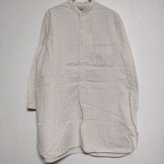 ヤエカ(YAECA)のYAECA WRITE 90161 BUTTON SHIRT STAND COLLAR P/O LONG ロング ブラウス シャツ ベージュ ナチュラルストライプ レディース ヤエカ【中古】4-0411M∞(シャツ/ブラウス(長袖/七分))