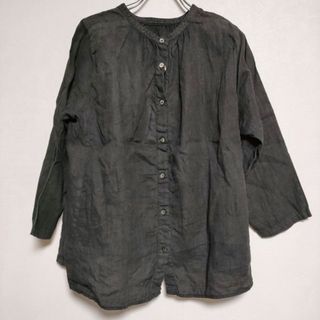 ネストローブ(nest Robe)のnest Robe 01182-1165-1 2way リネン ギャザー  ブラウス シャツ ブラック レディース ネストローブ【中古】4-0411M∞(シャツ/ブラウス(長袖/七分))