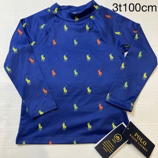 ラルフローレン(Ralph Lauren)の3t100cm  青　マルチポニー(橙＆緑)　ラッシュガード ラルフ(水着)