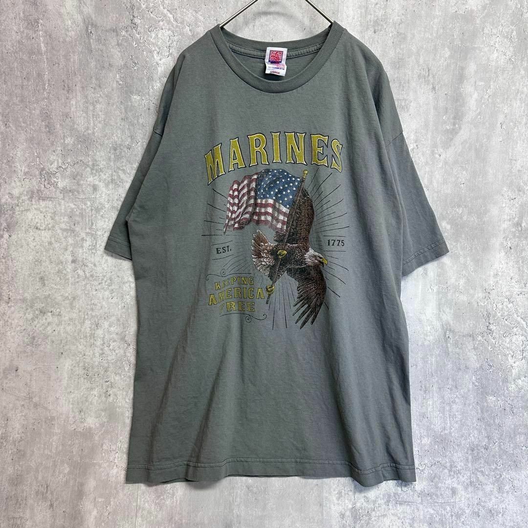 USA Tシャツ半袖メンズ古着LアメリカBAYSIDEベイサイドグレーLサイズ メンズのトップス(Tシャツ/カットソー(半袖/袖なし))の商品写真