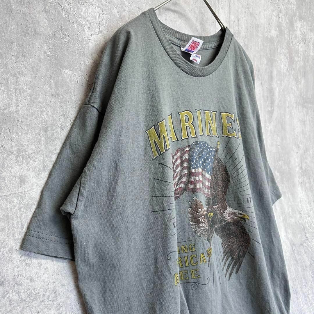 USA Tシャツ半袖メンズ古着LアメリカBAYSIDEベイサイドグレーLサイズ メンズのトップス(Tシャツ/カットソー(半袖/袖なし))の商品写真