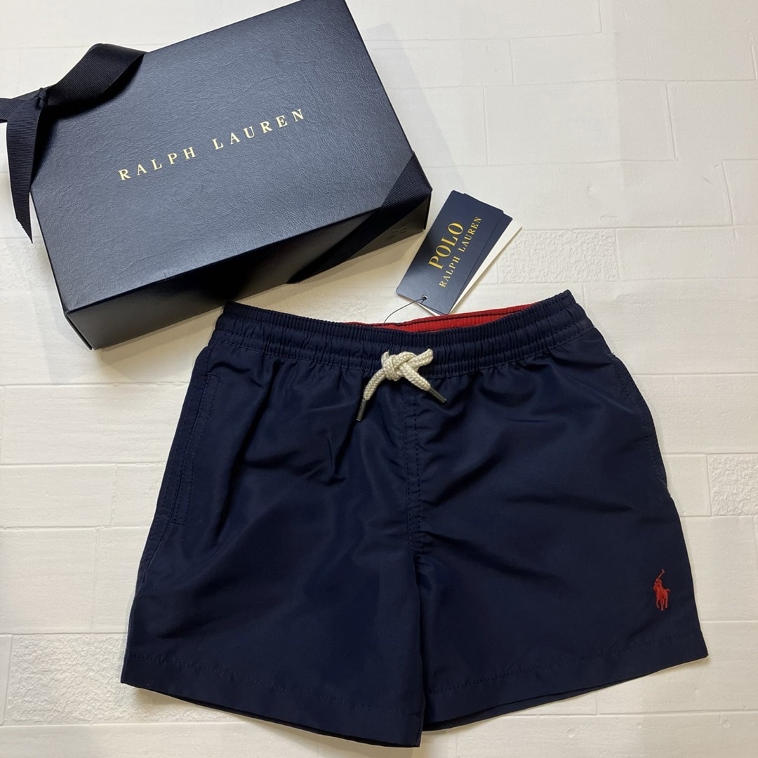 Ralph Lauren(ラルフローレン)の3t100cm 紺　ワンポイント赤ポニー　後ろポケット　スイムトランク ラルフ キッズ/ベビー/マタニティのキッズ服男の子用(90cm~)(水着)の商品写真