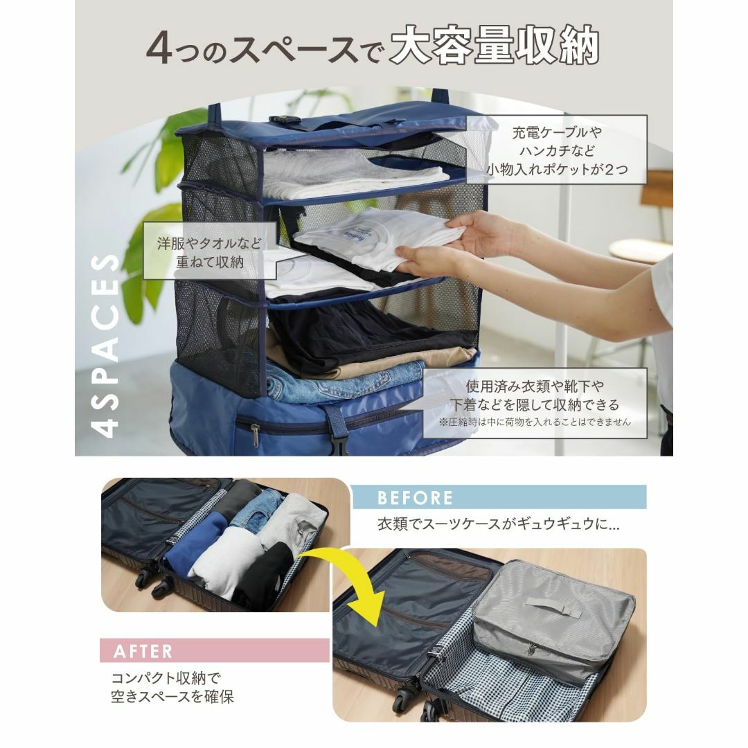 【色: ネイビー】トラベルポーチ 吊り下げ 耐荷重20KG4.5cm大型フック  インテリア/住まい/日用品の収納家具(棚/ラック/タンス)の商品写真