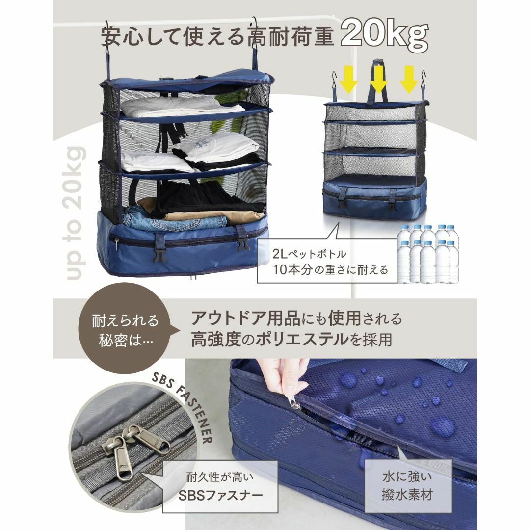 【色: ネイビー】トラベルポーチ 吊り下げ 耐荷重20KG4.5cm大型フック  インテリア/住まい/日用品の収納家具(棚/ラック/タンス)の商品写真