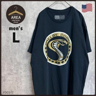 USA Tシャツ半袖メンズ古着Lアメリカブラックスネーク蛇プリントロゴ(Tシャツ/カットソー(半袖/袖なし))