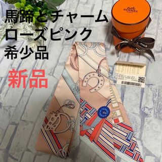 エルメス(Hermes)の新品★希少レア★馬勒とチャーム　ローズピンク★入手困難(バンダナ/スカーフ)