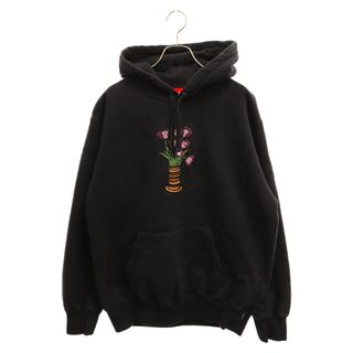 シュプリーム(Supreme)のSUPREME シュプリーム 18AW Flowers Hooded Sweatshirt フロントフラワーロゴ刺繍 フーデッドスウェットシャツ プルオーバーパーカー ブラック(パーカー)