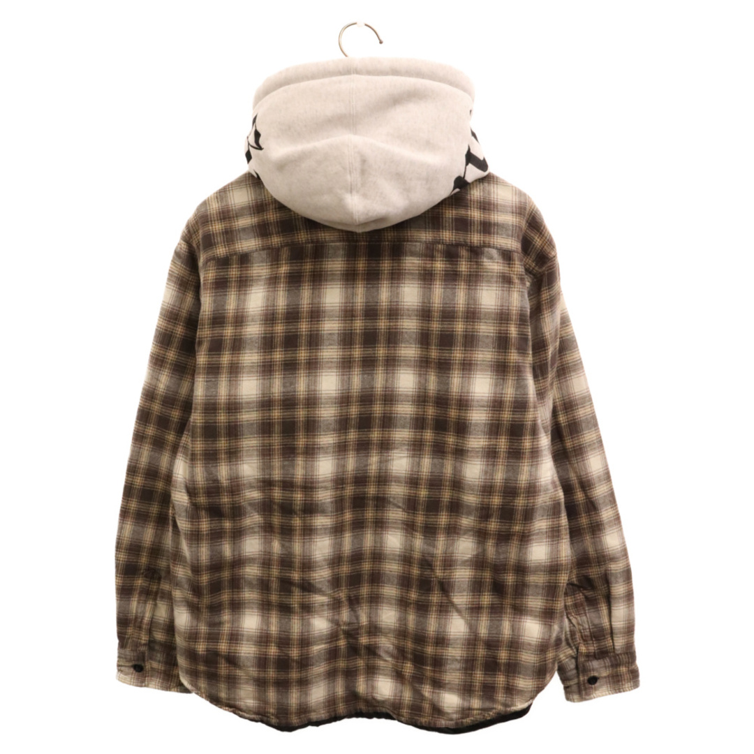 Supreme(シュプリーム)のSUPREME シュプリーム 21AW Hooded Flannel Zip Up Shirt ロゴ刺繍 フーデッド フランネル ジップアップ 長袖シャツ グレー/ベージュ メンズのトップス(シャツ)の商品写真