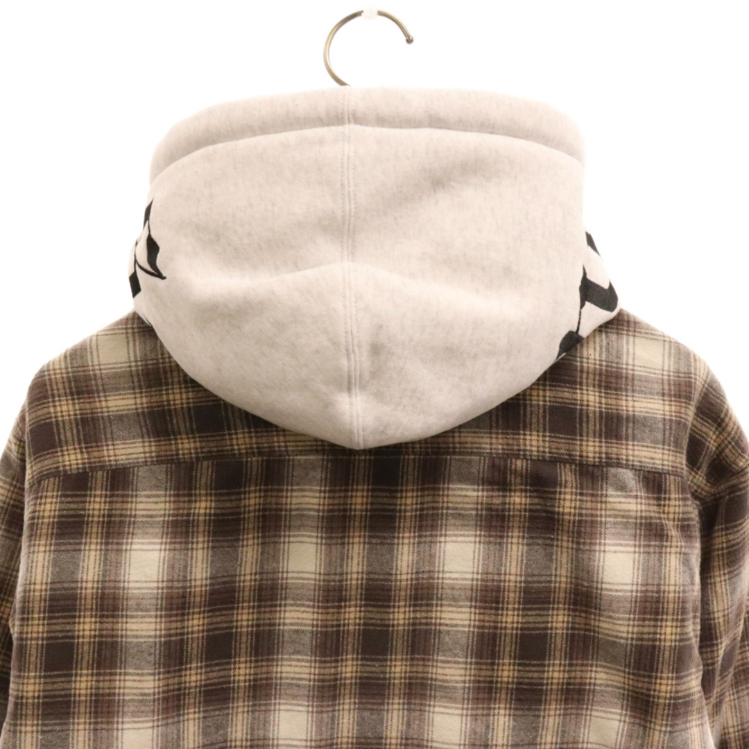 Supreme(シュプリーム)のSUPREME シュプリーム 21AW Hooded Flannel Zip Up Shirt ロゴ刺繍 フーデッド フランネル ジップアップ 長袖シャツ グレー/ベージュ メンズのトップス(シャツ)の商品写真