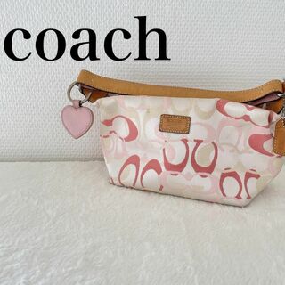 コーチ(COACH)のレア✨Coachコーチハンドバッグトートバッグ シグネチャーベージュピンク桃(トートバッグ)