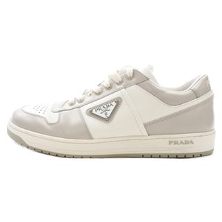 プラダ(PRADA)のPRADA プラダ 三角ロゴ レザーローカットスニーカー シューズ ホワイト/グレー(スニーカー)